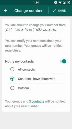 Whatsapp Change Number Feature