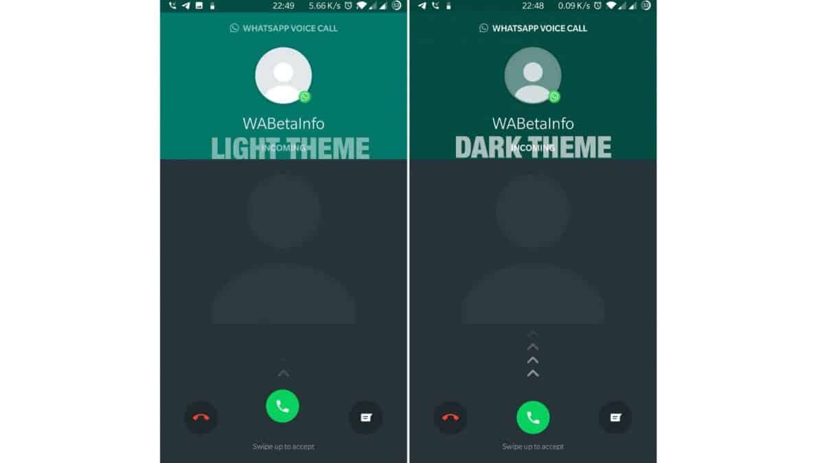 WhatsApp dark theme VoIP