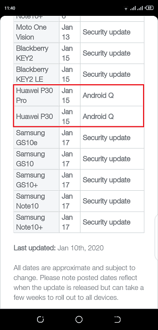 TELUS EMUI 10 update for P30 and P30 Pro