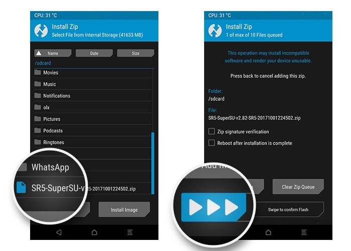 SuperSu for Android Swipe to Install