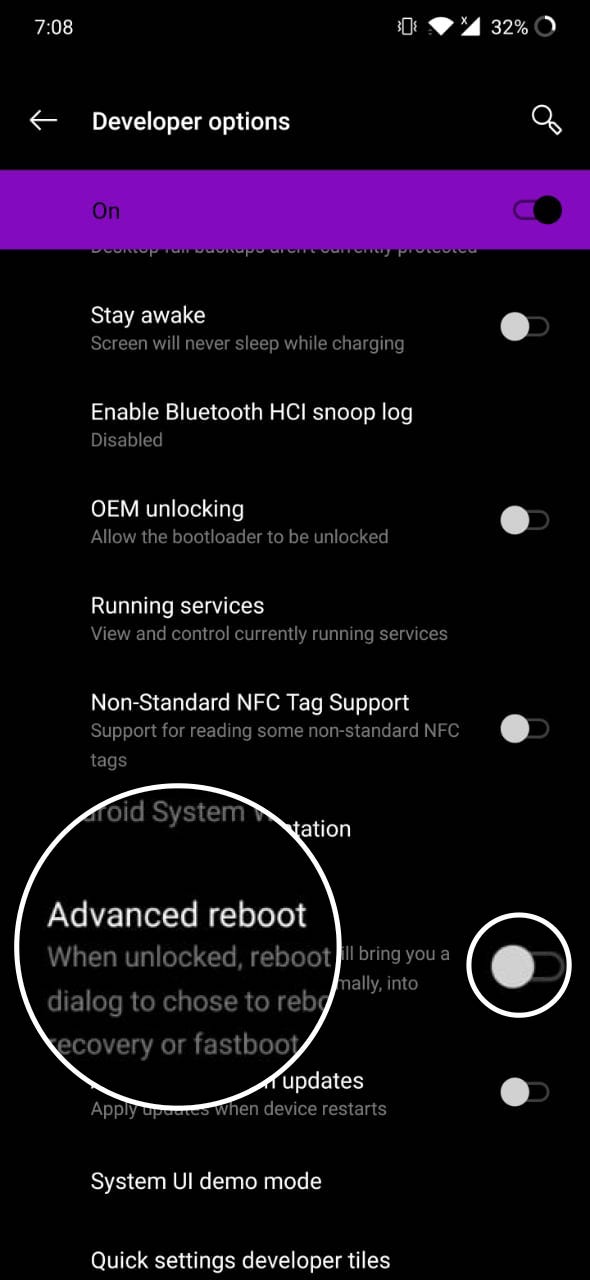 Advanced reboot oneplus