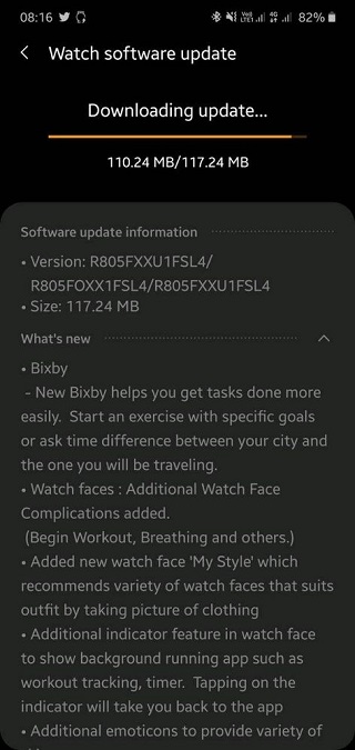 Galaxy Watch LTE variant gets the update
