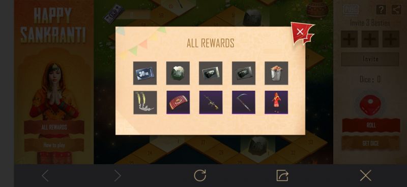 Rewards PUBG Mobile Happy Sankranti