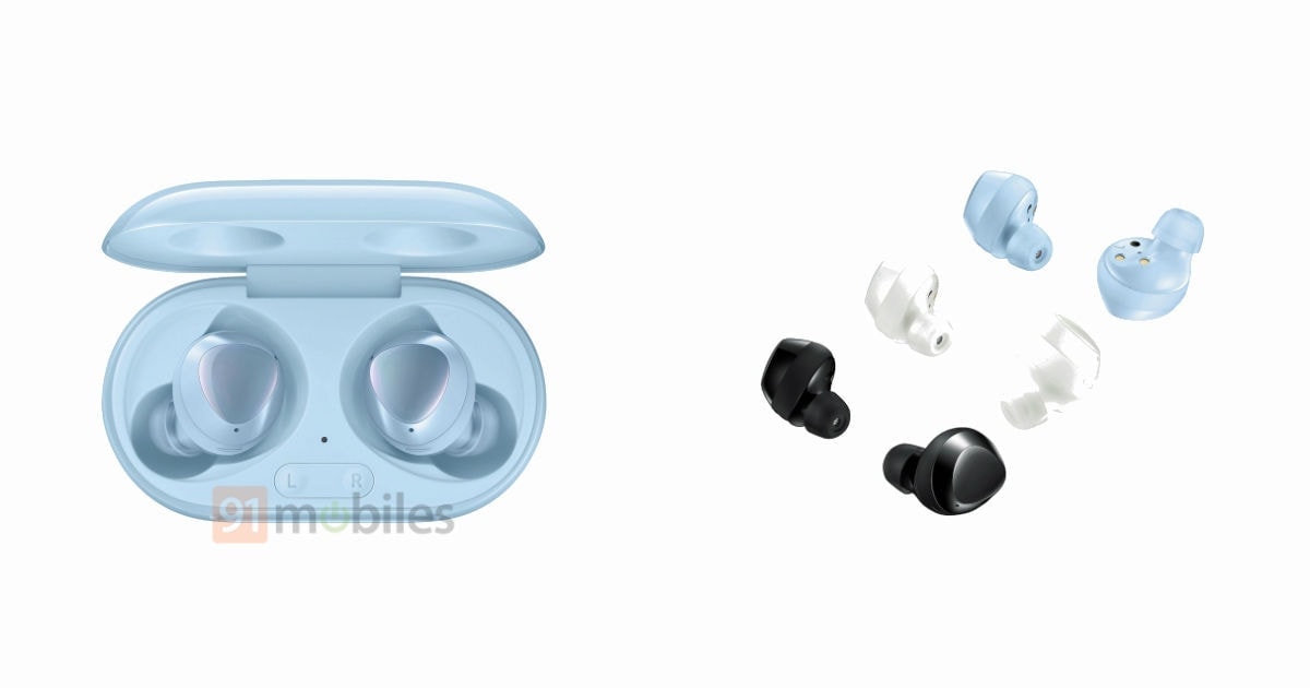 Samsung Galaxy Buds+ rendered blue color