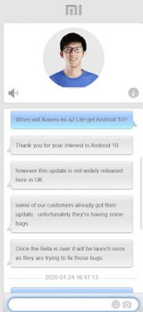 Xiaomi Mi A2 Lite Android 10 update new uk