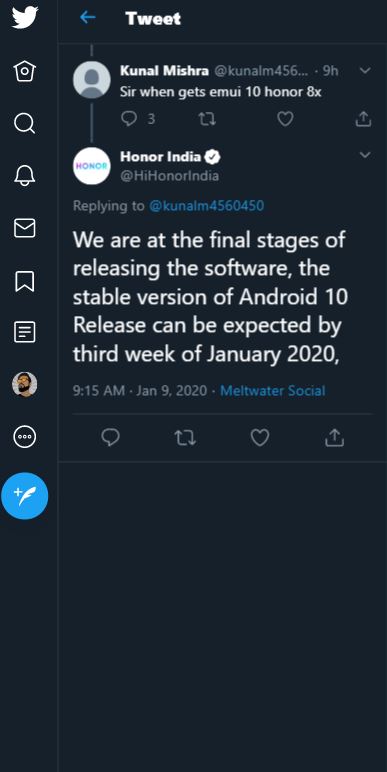 Tweet by Honor 8X