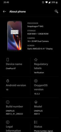OxygenOS 10.3.2 for oneplus 6, 6T