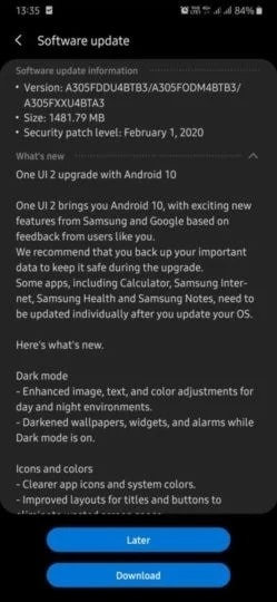 Samsung (update) Android 10