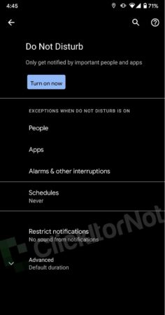 Android 11 Do not disturb