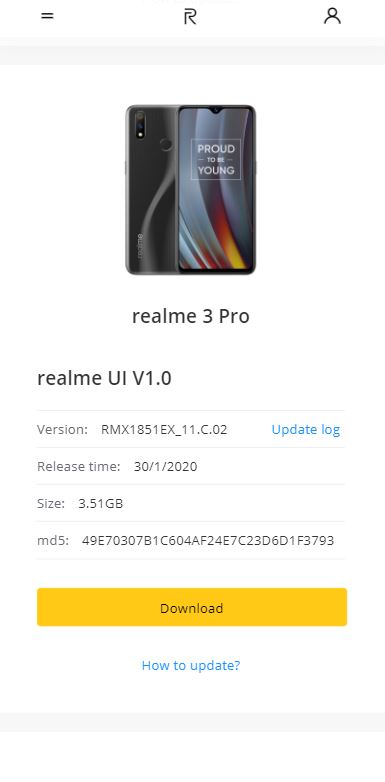 Realme 3 Pro Android Update