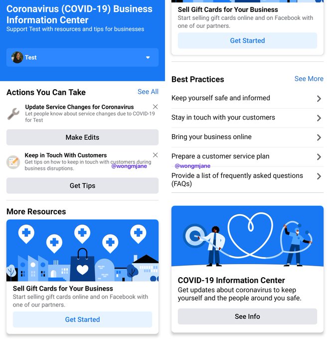 Facebook Coronavirus Business Information Center