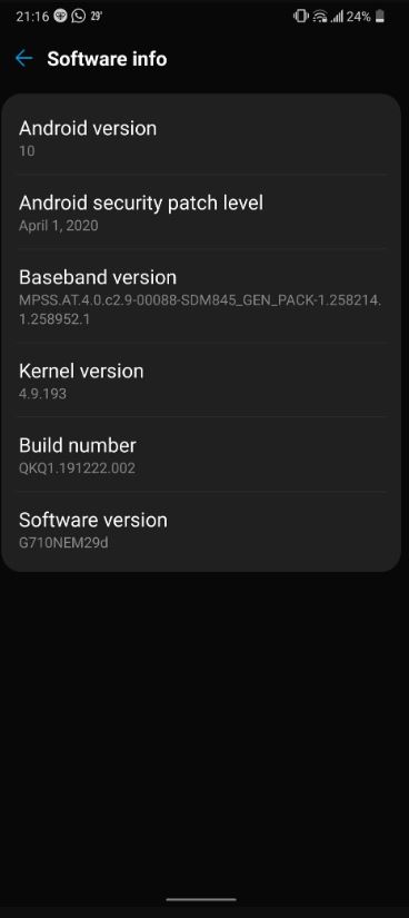 LG G7 ThinQ Android 10 Kore Beta