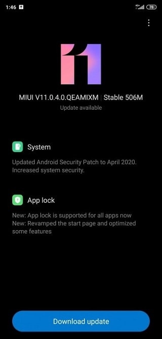 Mi 8 Android updated with April patch