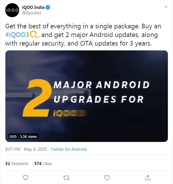 Vivo iQOO3 2 major updates